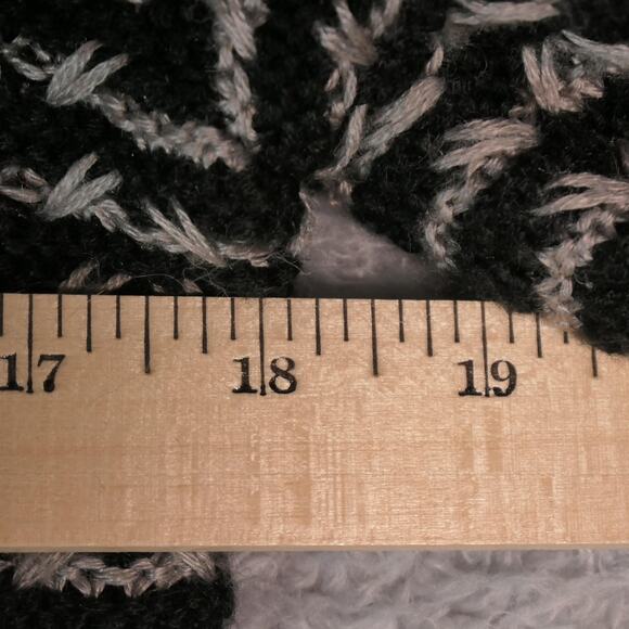 Tribal Cardigan Sweater Womens Medium Black Gray Chunky Knit Boho Wool Blend - Picture 7 of 12